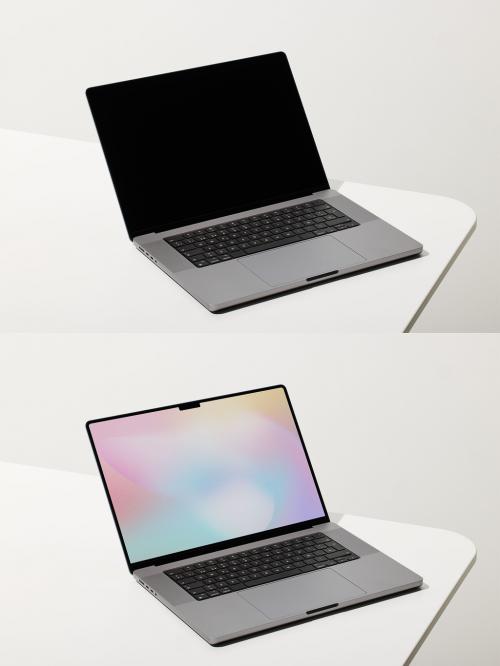 Laptop Mockup on White Desktop