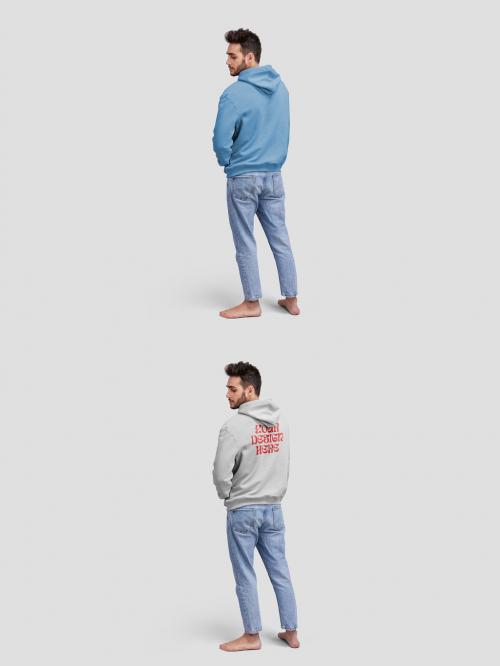 Man Showing the Back of a Hoodie Mockup
