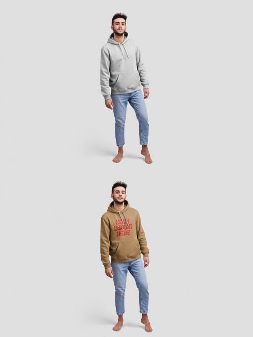 Young Man With a Hoodie Mockup On a Neutral Studio Background