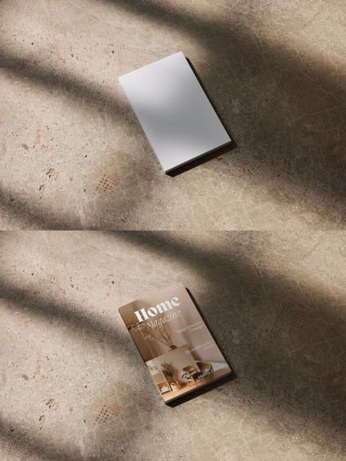A4 Magazine Mockup With Window Light on Floor