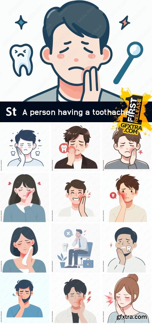 Amazing Vector, A person having a toothache 100xAI