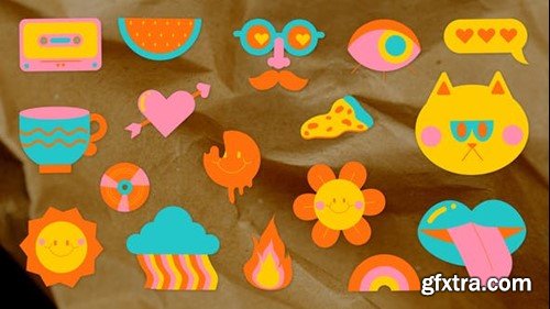 Videohive Sticker Pack - Retro 70s-80s After Effects Project Template 52465568
