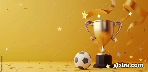 Soccer Ball, Trophy, And Confetti Celebration 6xJPEG
