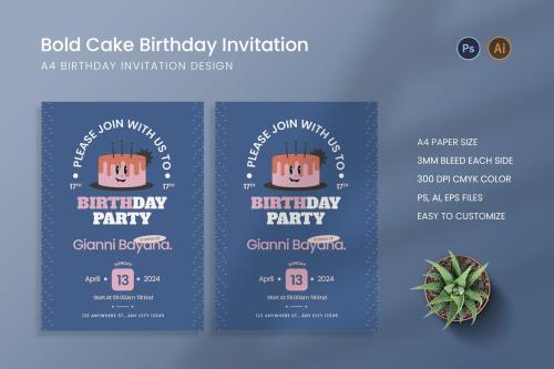 Bold Cake Birthday Invitation