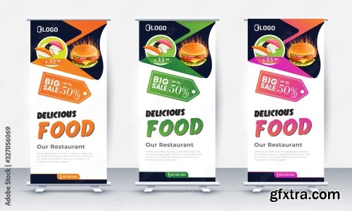 Fast Food Roll Up Banner Design 2 25xAI