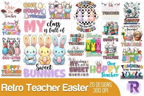 Retro Teacher Easter Sublimation Bundle