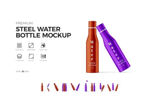 Steel Water Bottle PSD Mockup for Branding