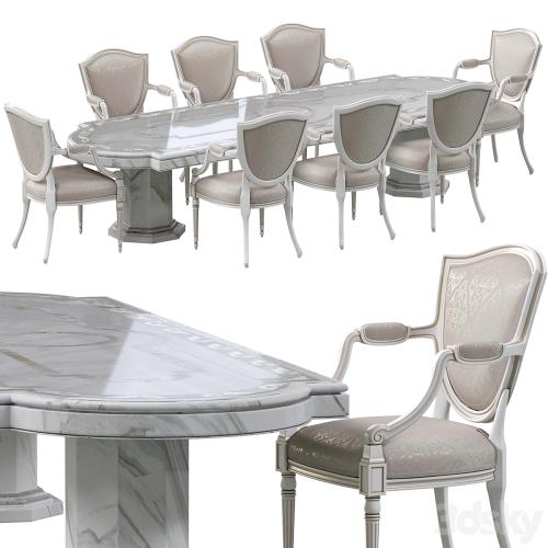 Classic dining chair and marble table