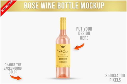 Rose Wine Bottle Mockup