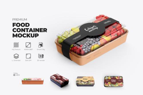 Clean Transparent Food Container Box Mockup