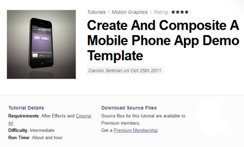 AETuts+ Create And Composite A Mobile Phone App Demo Template
