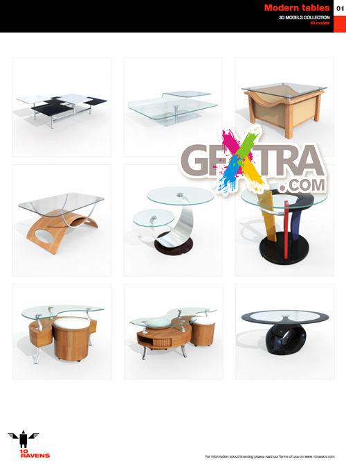 10ravens: 3D Models collection 004 Modern tables 01