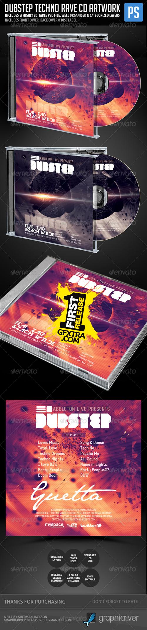 GraphicRiver - Dubstep, Techno, Rave CD Template