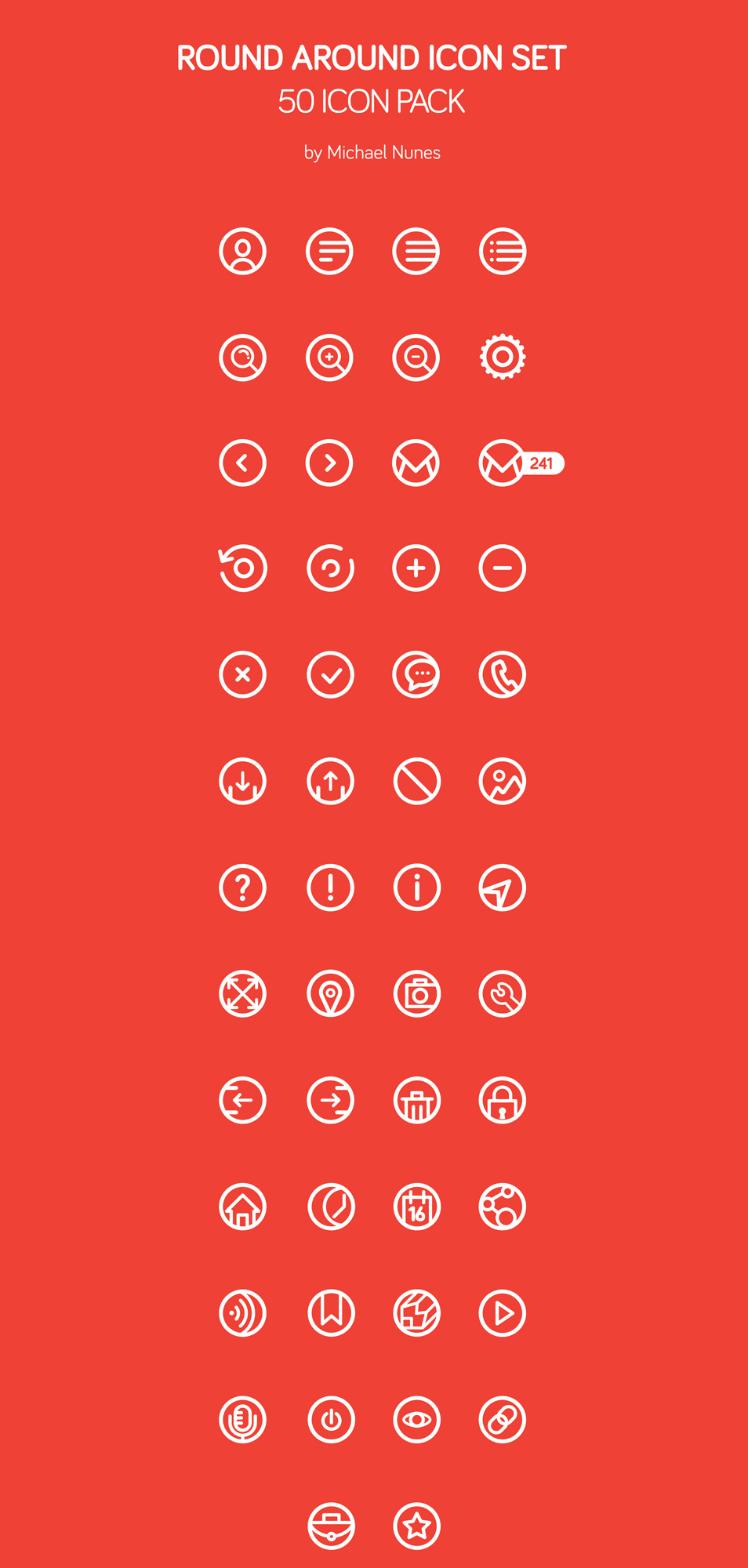 AI Vector Web Icons - 50 Round Around Icon Pack