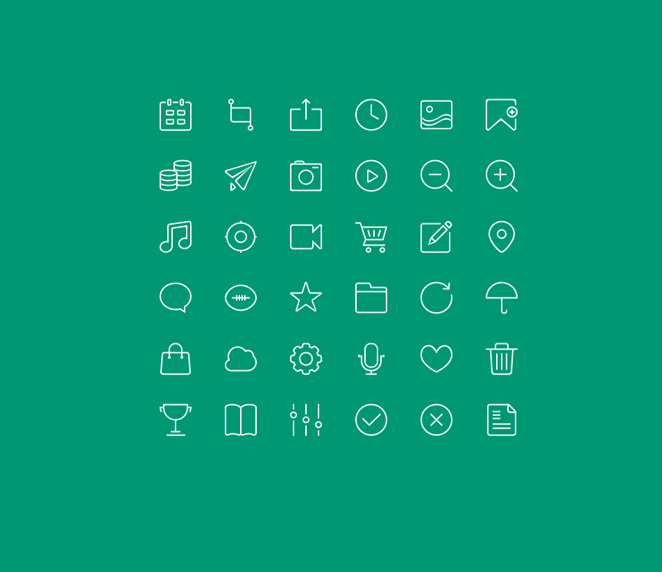 PSD Web Icons - Thin Small Icons