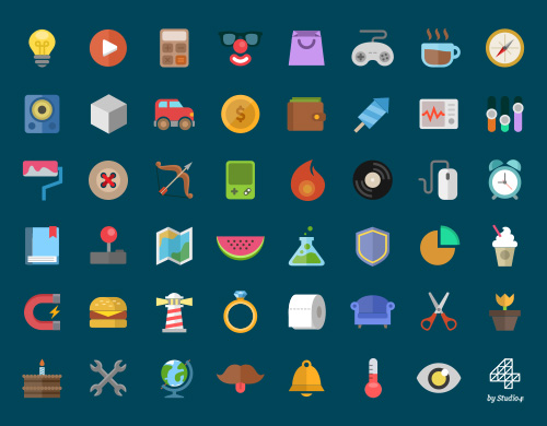 PSD Web Icons - Colorful Flat Icons