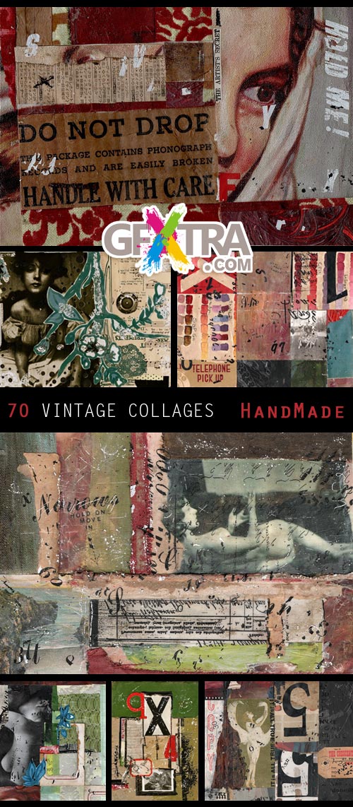 70 Vintage Collages, Handmade, UHQ 70xJPG