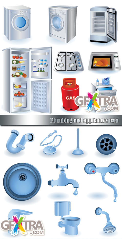 Stock Vectors - Plumbing and Appliances Icons