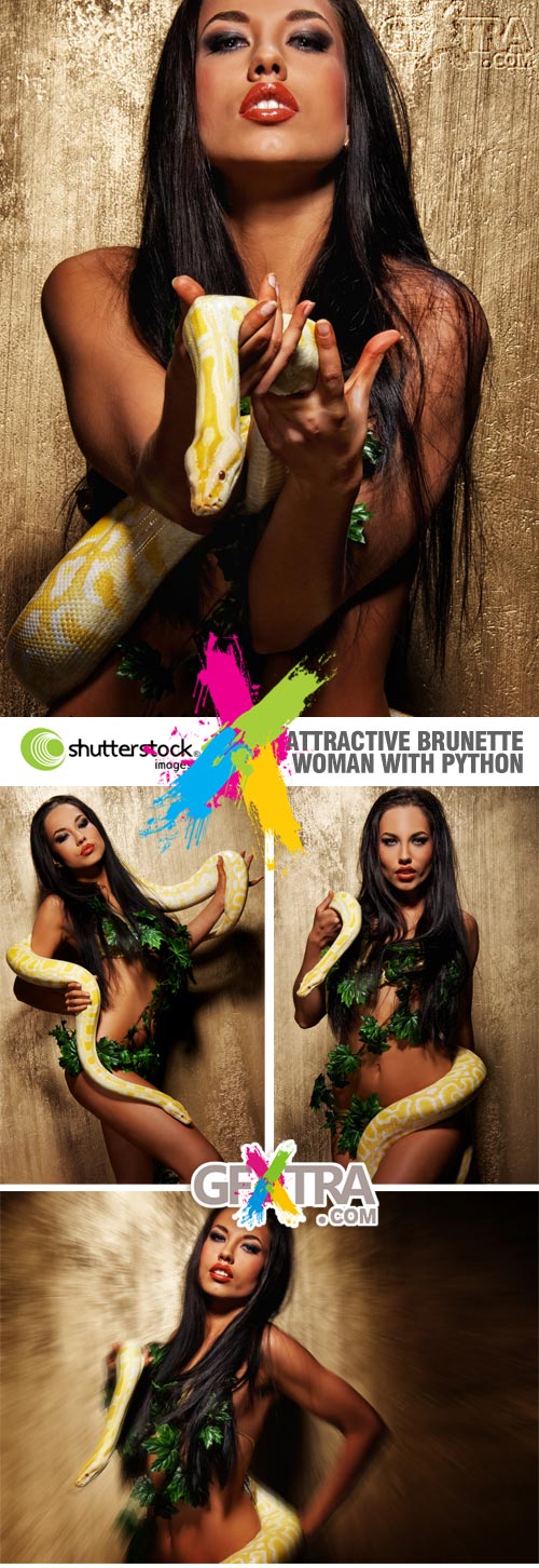 Shutterstock - Attractive Brunette Girl with Python 5xJPGs