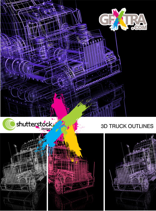 3D Truck Outlines 5xJPG