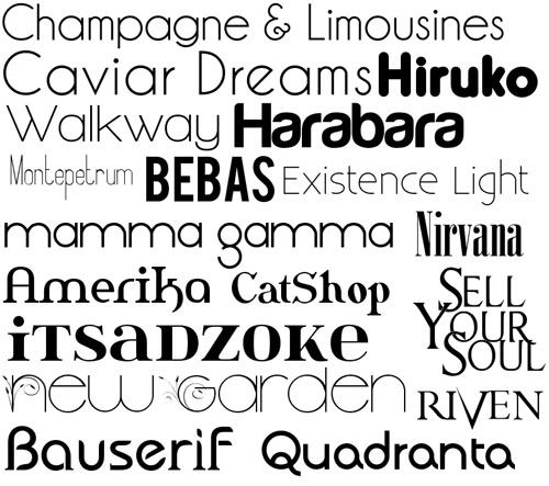 Set of basic fonts - Sans serif, Serif, Fixed width, Various (dafont)