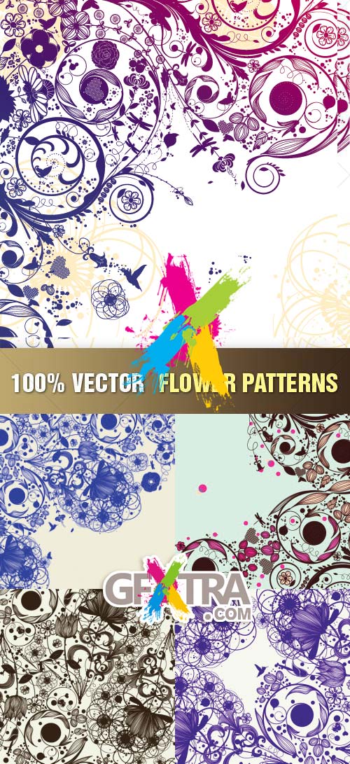 Shutterstock - Flower Patterns, 5xEPS