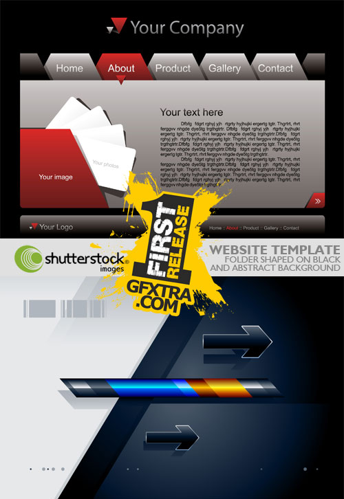 Shutterstock - Folder Shaped Website Template & Abstract Background EPS