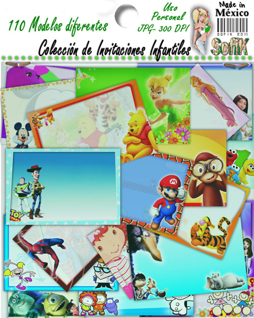 Kids frames with cartoon characters