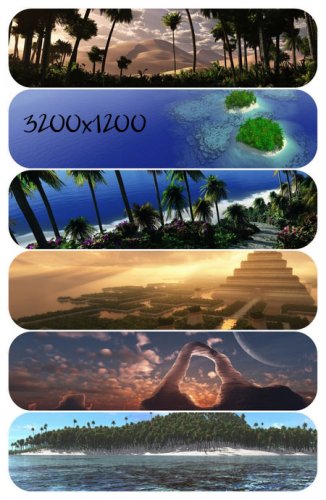 Amazing Dual Screen 3D Landscapes Wallpapers 3200x1200 #2