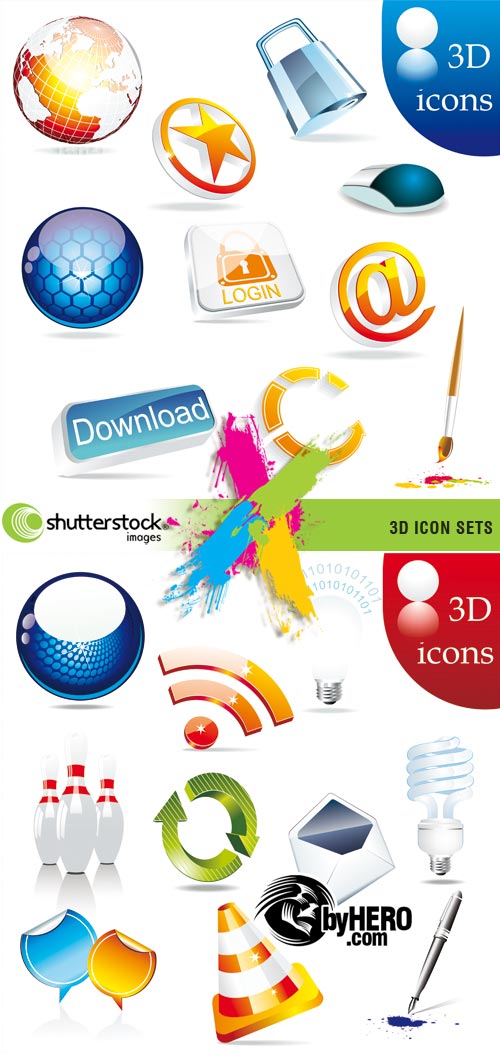 Shutterstock - 3D Icons in Vectors 2xEPS
