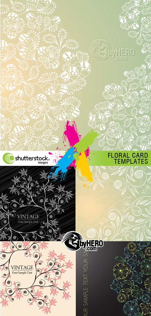 Floral Card Templates 5xEPS Vector SS
