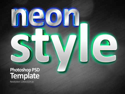 PSD Template - Neon Light Text Style