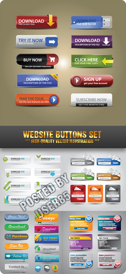 Stock Vector - Website Buttons Set