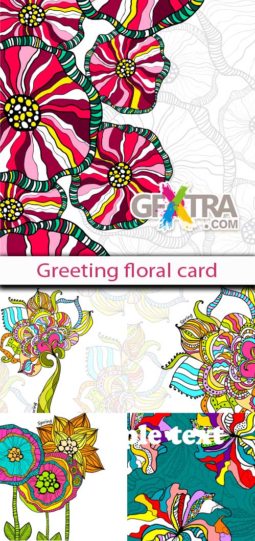 Greeting Floral Cards 5xEPS