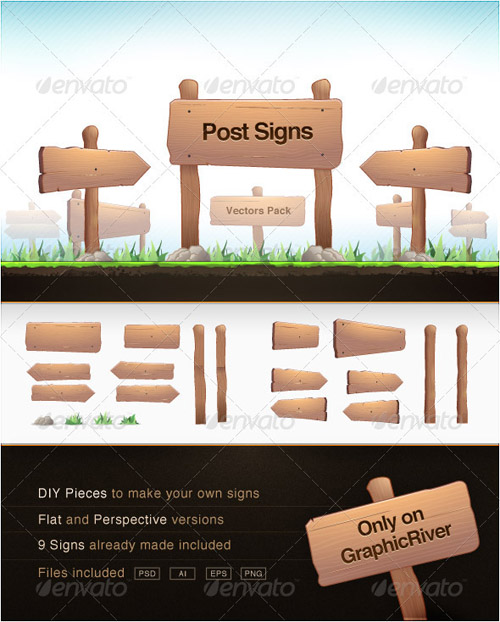 Post Signs Vector Pack - GraphicRiver