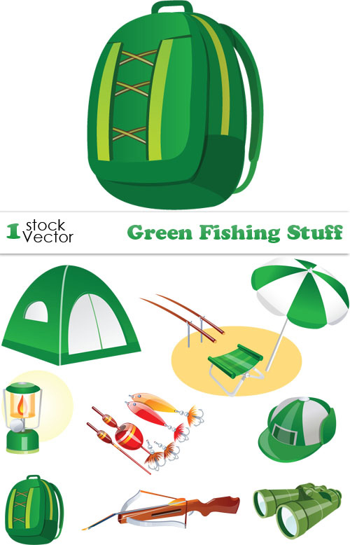 Green Fishing Stuff Vector