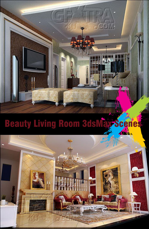 Beauty Living Room 3dsMax Scenes
