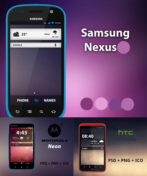 Motorola neon, Samsung nexus z psd