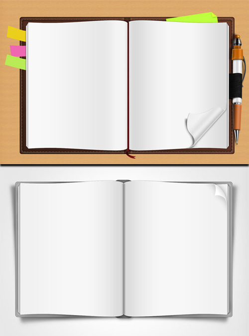 Opened Book and Notepad