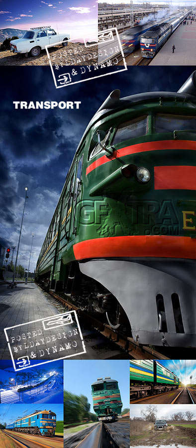 Transport - train and car - Stock Photo