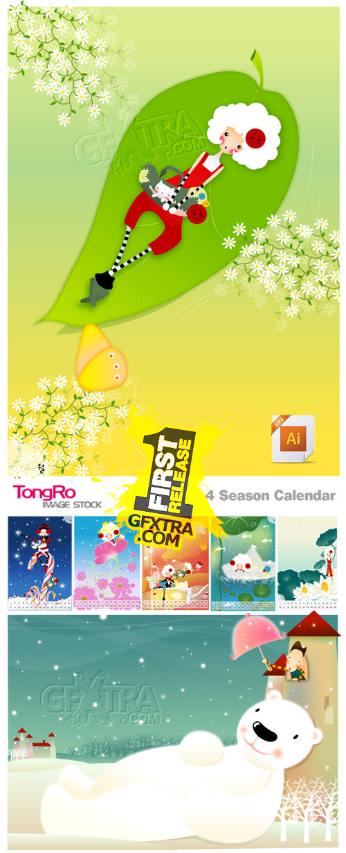 TongRo - CA 4 Season Calendar, 20 Templates & 40 Vectors!