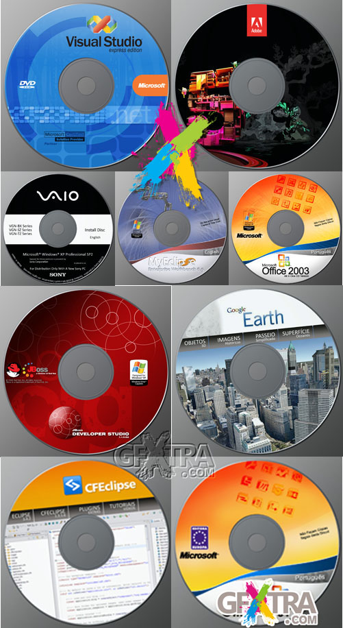 Collection of different covers for CDs psd