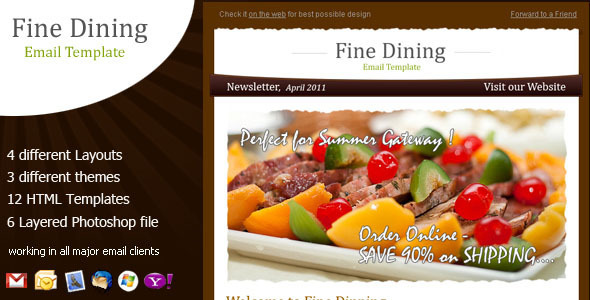 ThemeForest: Fine Dining Newsletter Template Rip