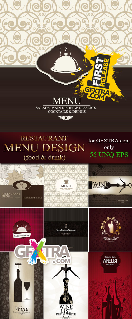 Restaurant Menu Design (Food and Drink) 55xEPS