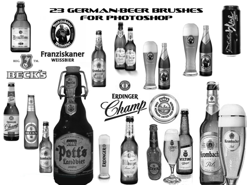 German Beer Labels Bottles Brushes