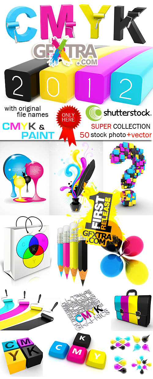 CMYK & Paint Objects, 40xJPG 10xEPS