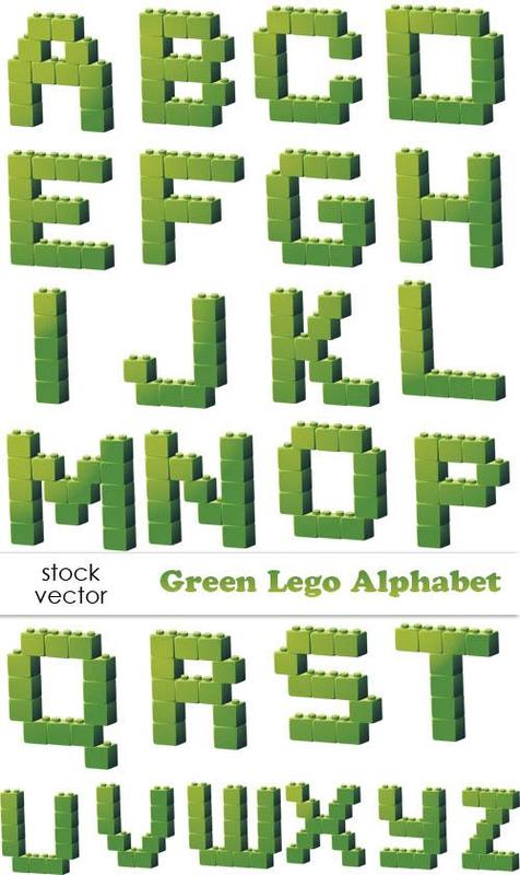 Vectors - Green Lego Alphabet EPS