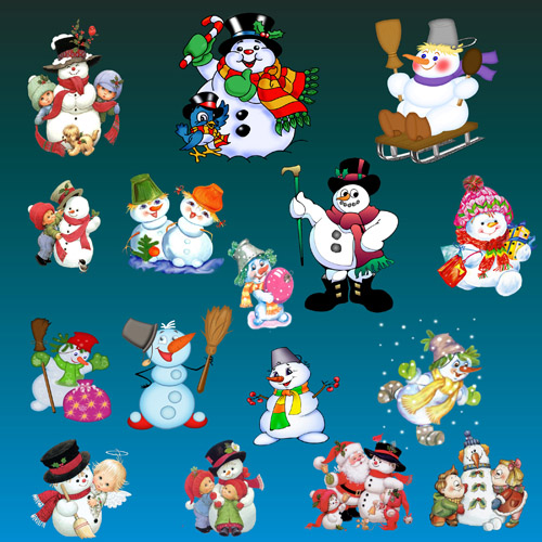 A collection of snowmen psd