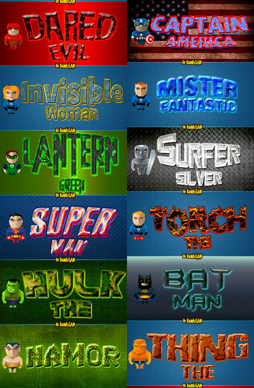 Superheroes Text Layer Styles for Photoshop