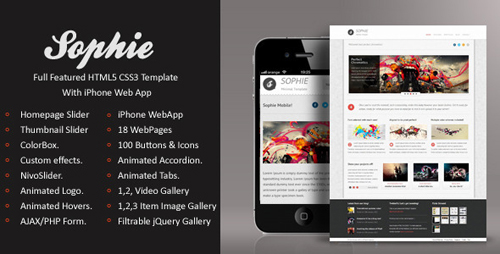 ThemeForest - Sophie | HTML5 & CSS3 With iPhone WebApp - Rip